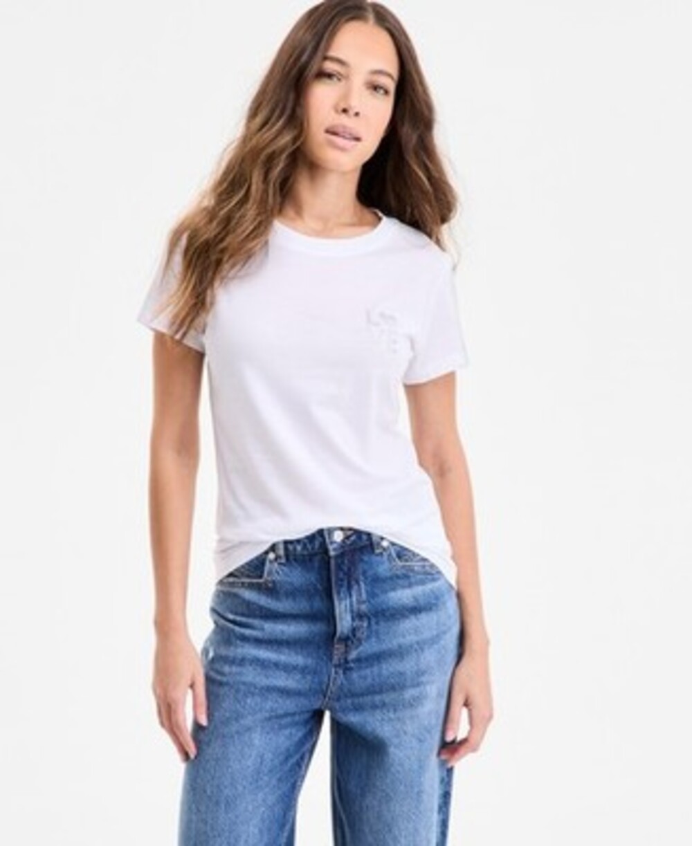 BOSS Orange Cotton Embellished-Graphic T-Shirt Women's White Short Sleeve